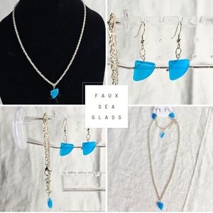 Elegant Silver and Blue Jewelry Set